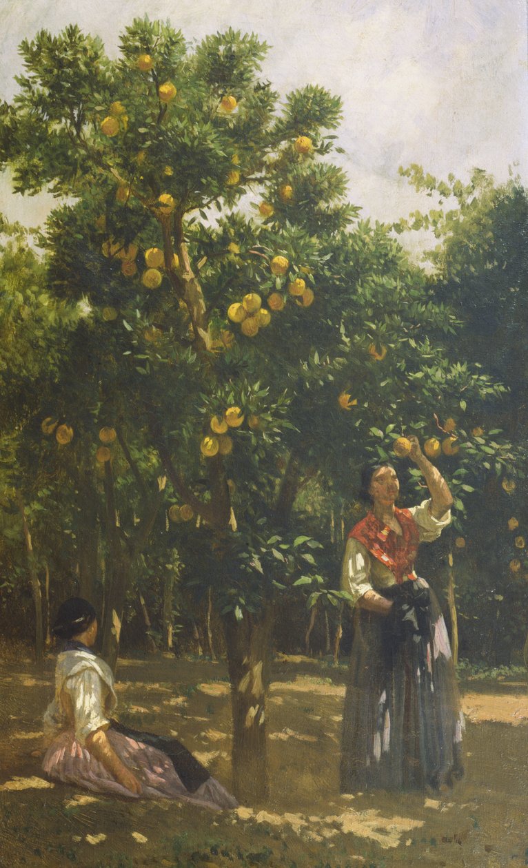 Orangenbäume mit Frauen von Filippo Palizzi