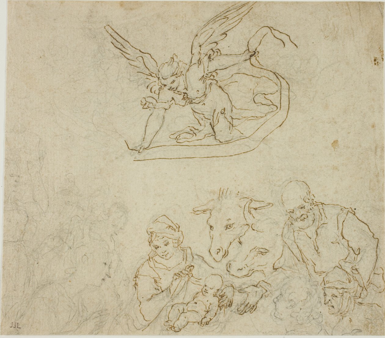 Geburt Christi (recto); Jungfrau und Kind, Engel (verso) von Filippo Bellini