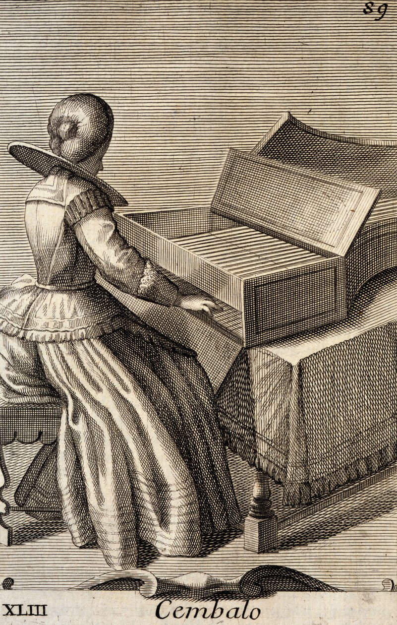Frau spielt Cembalo von Filippo Bonanni