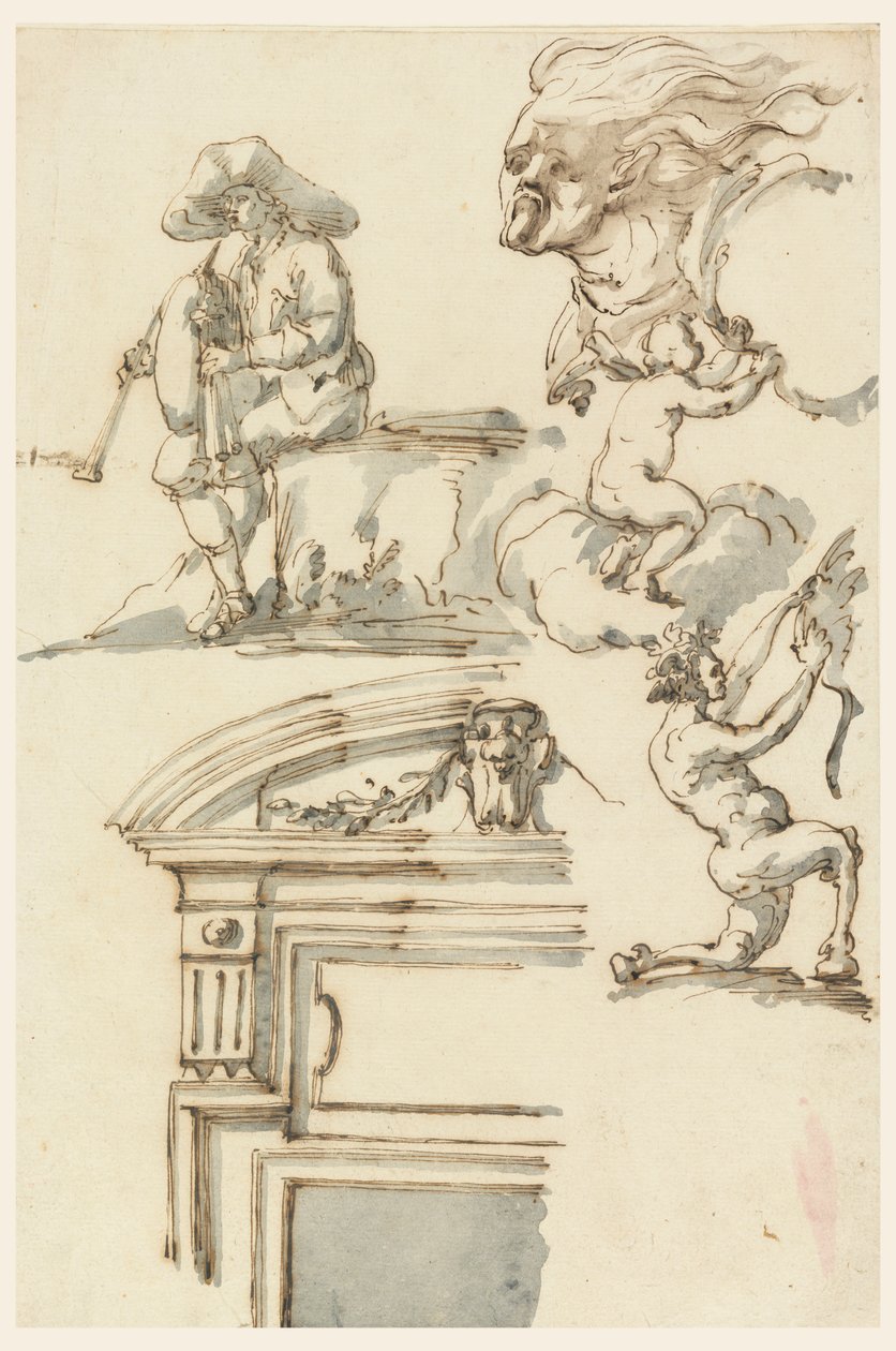 Türrahmen und Figurenstudien von Filippo Marchionni