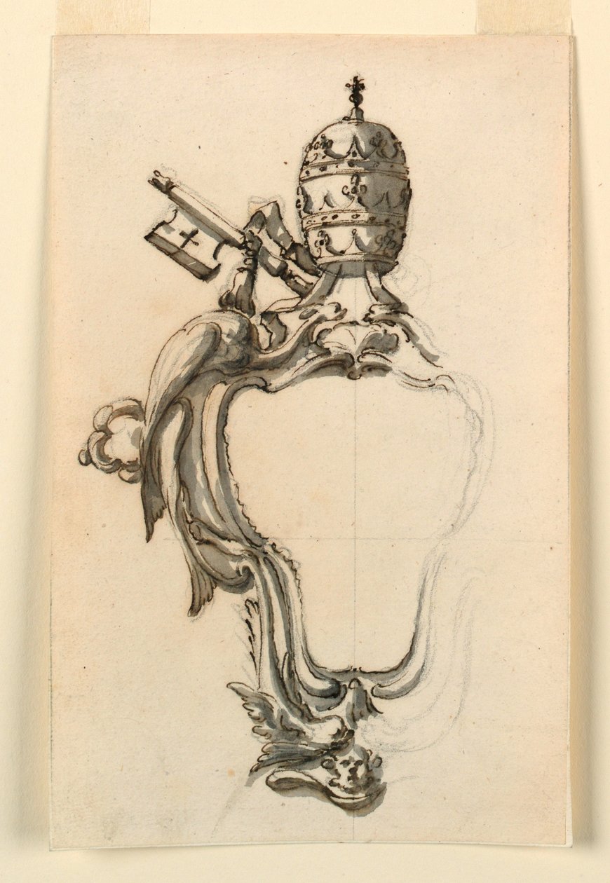 Zeichnung, Ein päpstliches Wappen, 1740–70 von Filippo Marchionni
