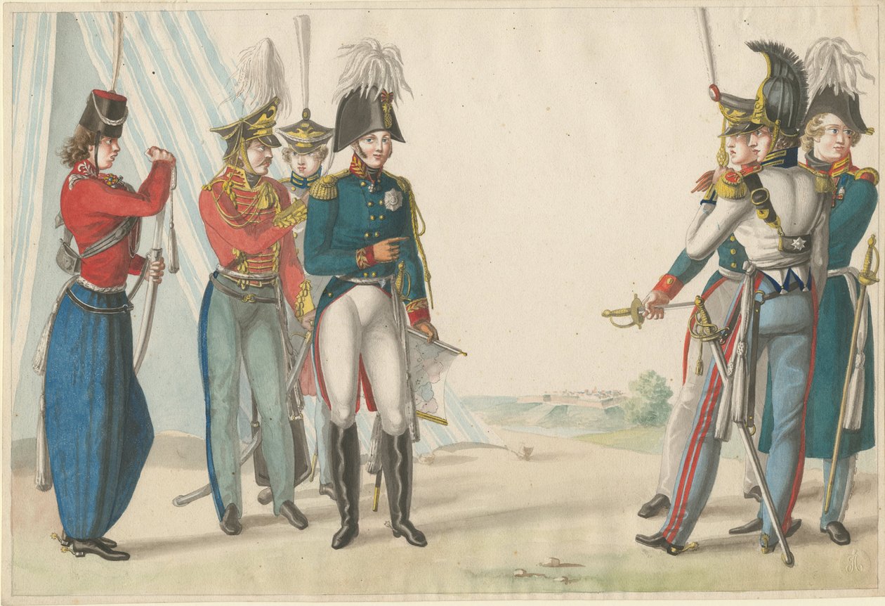 Zar Alexander I. und russische Offiziere, 1815 von Finert