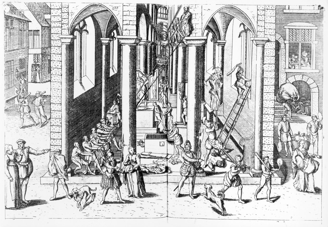 Calvinisten zerstören Statuen in den katholischen Kirchen, 1566 von Flemish School