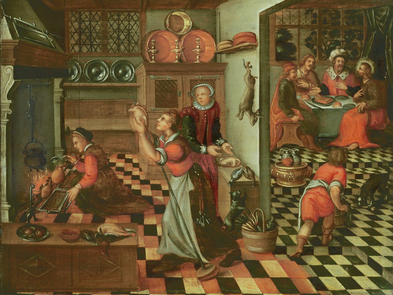 Innenansicht der Küche, das Abendmahl in Emmaus von Flemish School