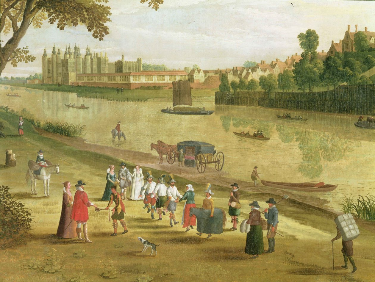 Die Themse in Richmond mit dem alten Königspalast, ca. 1620 (Detail) von Flemish School