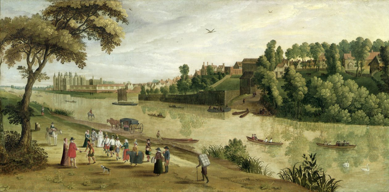 Die Themse in Richmond, mit dem alten Königspalast, ca. 1620 von Flemish School