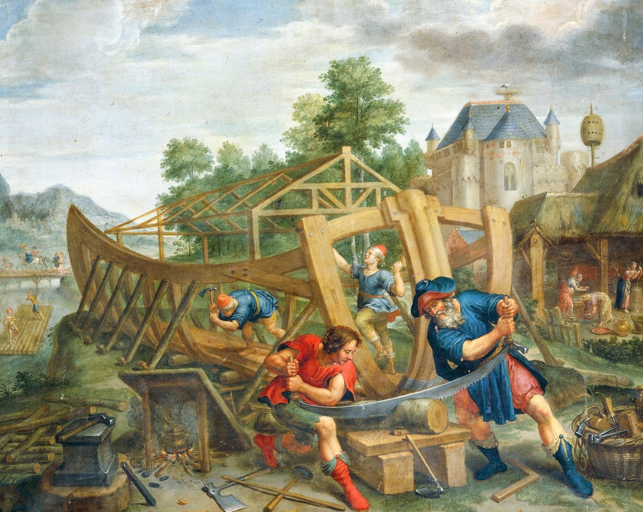 Bau der Arche von Flemish School