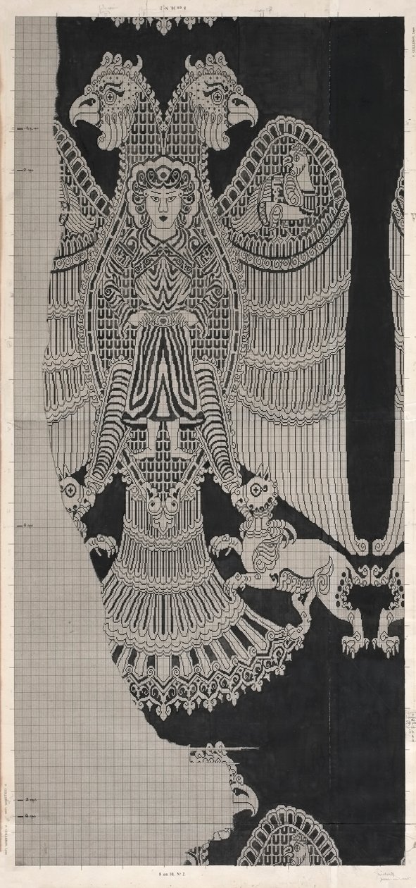 Schematische Zeichnung von Buyid-Seide (1962.264) von Félix Guichert