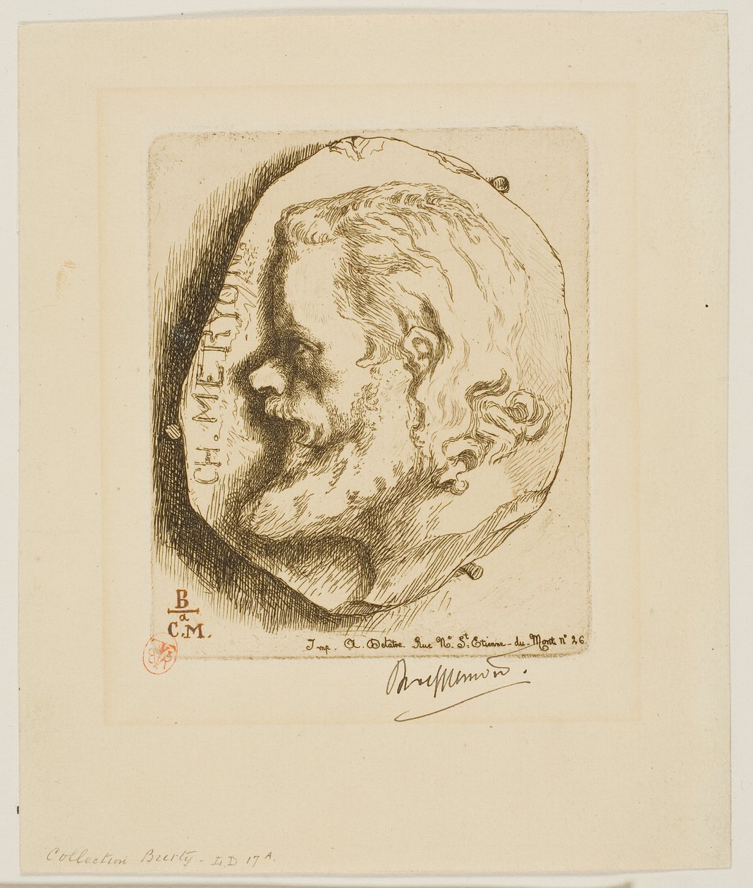 Porträt von Meryon im Profil von Félix Henri Bracquemond
