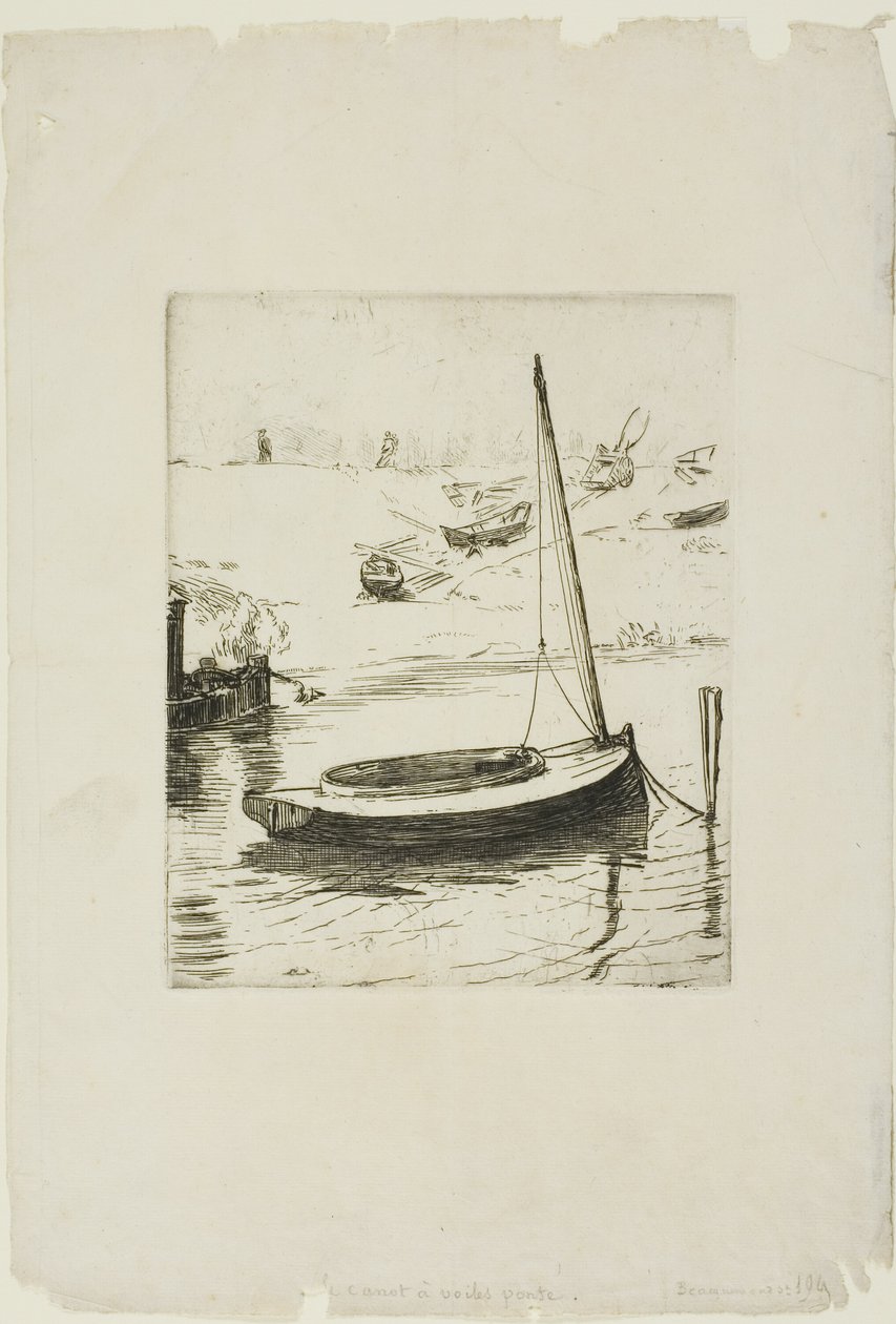 Das Boot mit gesenktem Segel von Félix Henri Bracquemond