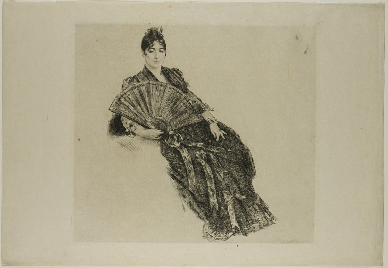 Frau mit einem Fächer von Félix Henri Bracquemond