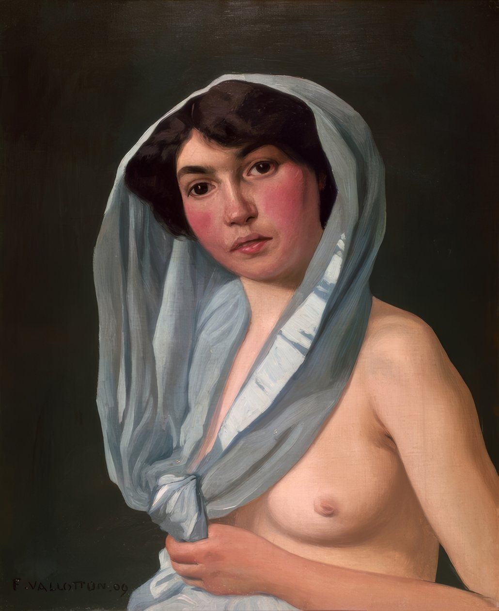 Frau mit blauem Schal von Félix Vallotton