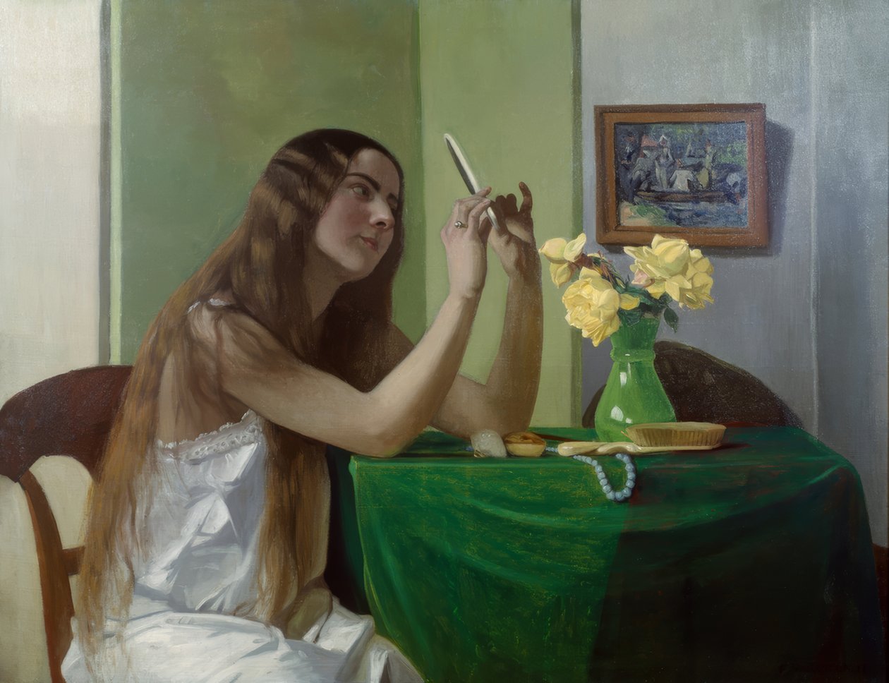 Junges Mädchen mit Spiegel von Félix Vallotton
