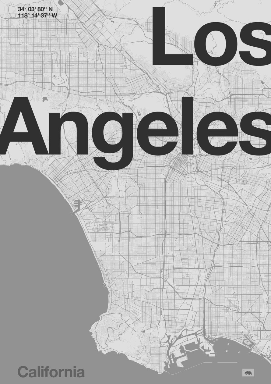 Los Angeles Minimal Karte von Florent Bodart