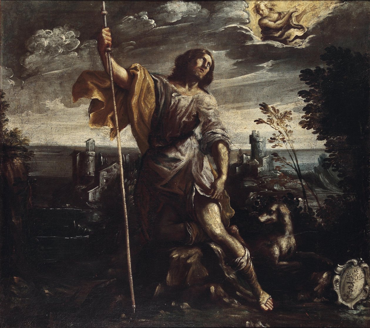 Der Heilige Rochus in einer Landschaft von Follower of Giovanni Andrea Donducci