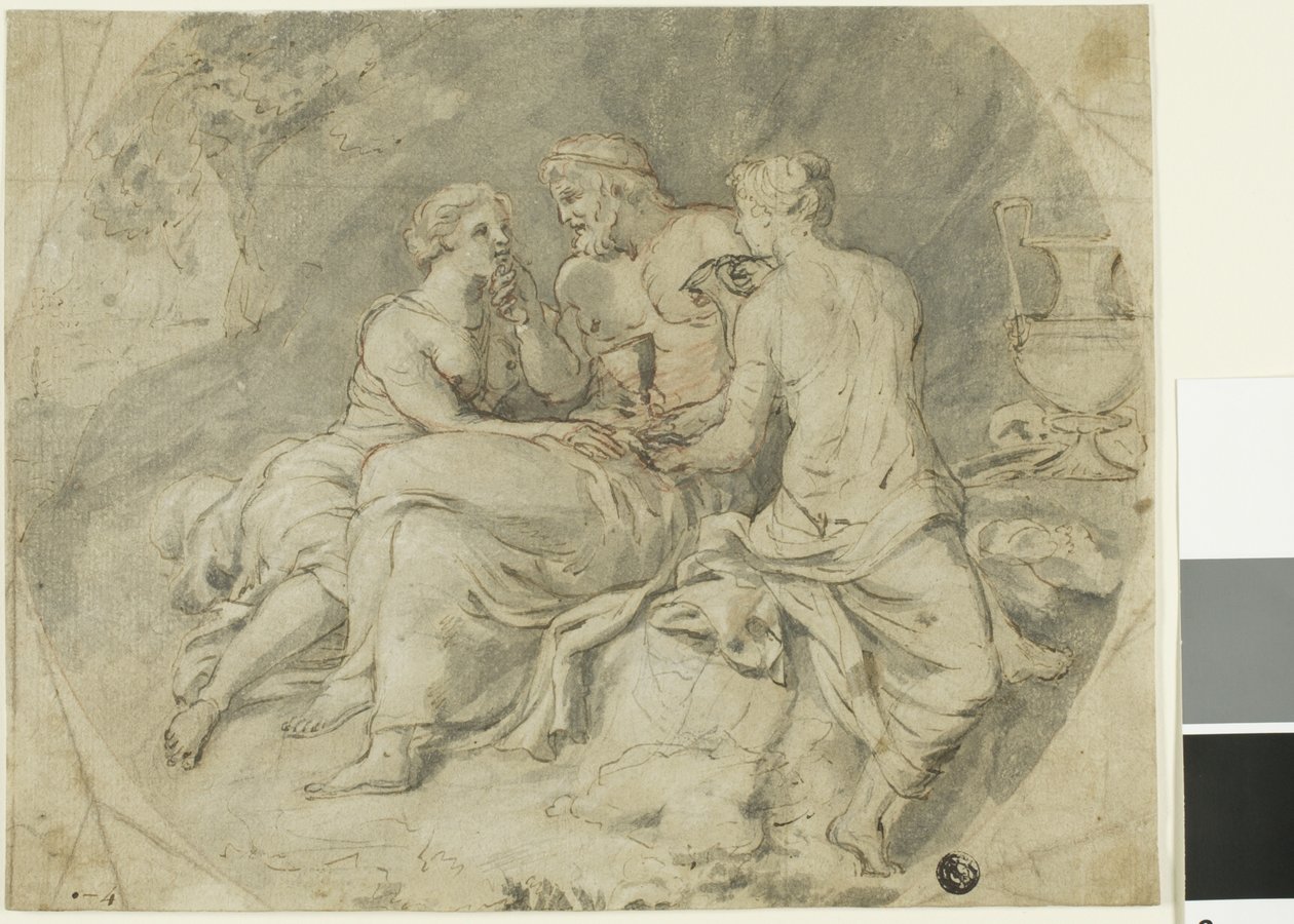 Lot und seine Töchter von Follower of Charles Le Brun