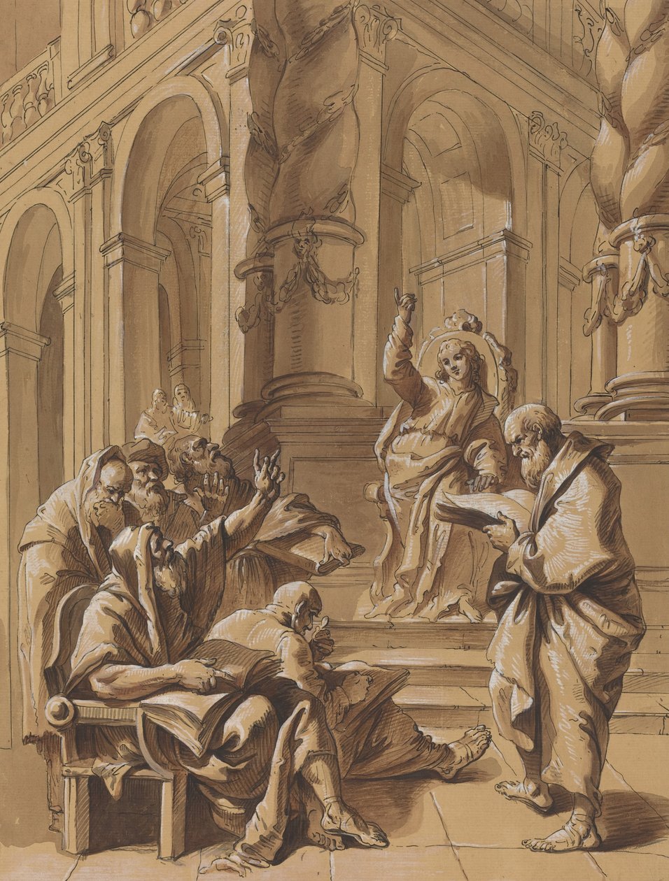 Christus unter den Doktoren von Follower of Francesco Fontebasso