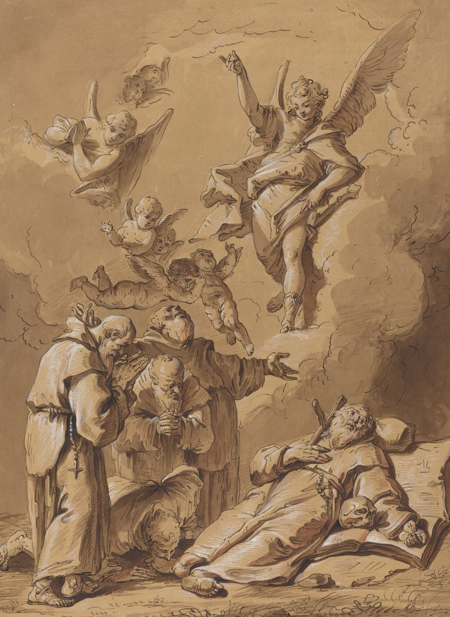 Tod eines heiligen Mönchs von Follower of Francesco Fontebasso