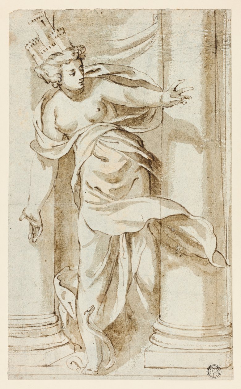 Kybele tritt auf eine Schlange von Follower of Paolo Farinato