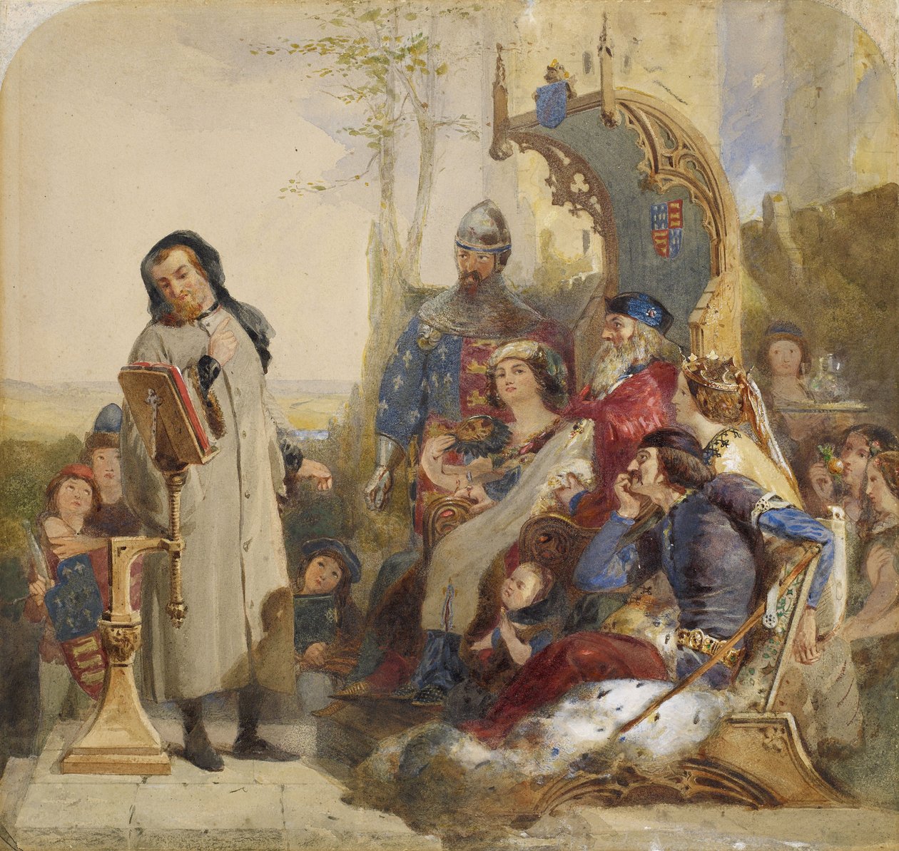 Chaucer am Hof von Edward III von Ford Madox Brown