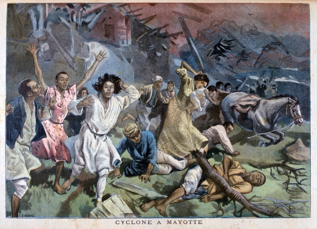 Zyklon in Mayotte, 1898 von Fortuné Méaulle