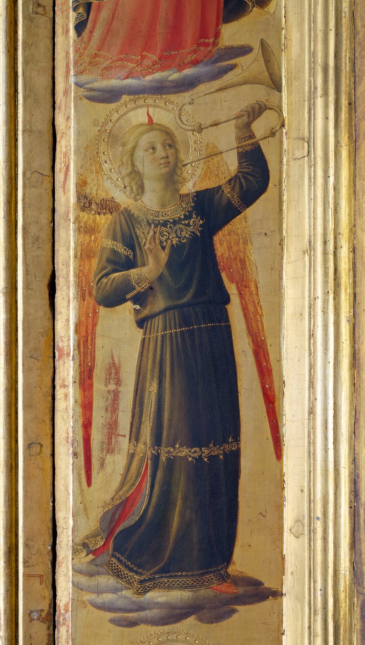Engel, der eine Trompete hält (Detail) aus dem Linaivoli-Triptychon, 1433 von Fra Angelico