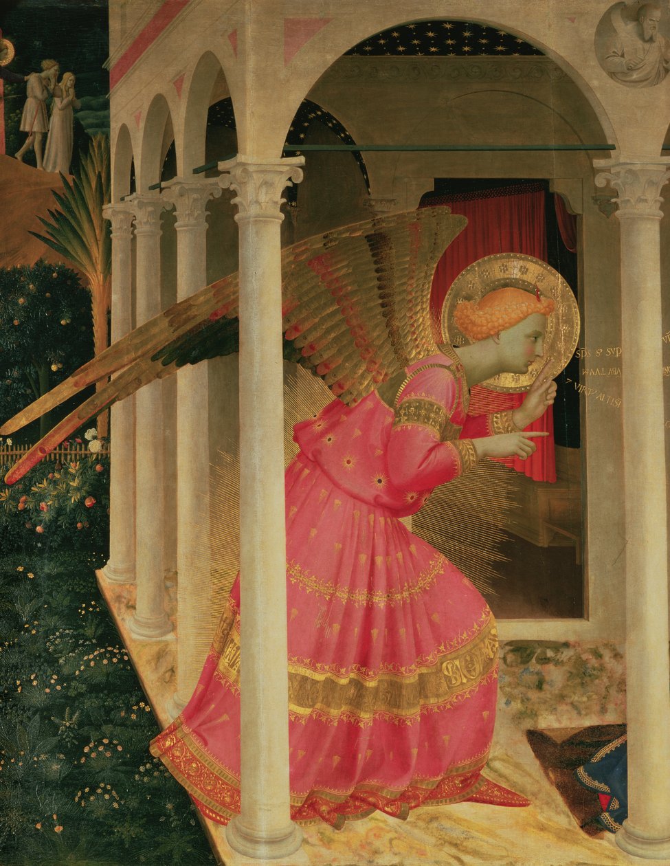 Detail aus der Verkündigung, zeigt den Erzengel Gabriel von Fra Angelico