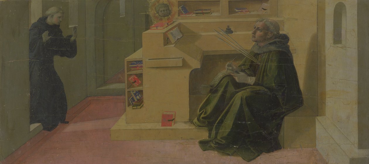 St. Augustinus in seinem Studierzimmer (Predella des Barbadori-Altarbildes) von Fra Filippo Lippi