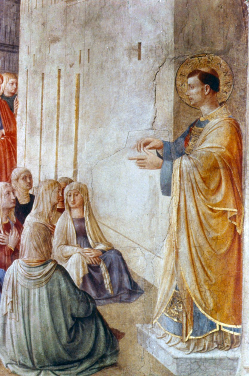 St. Stephan predigt (Detail), Mitte 15. Jahrhundert von Fra Angelico