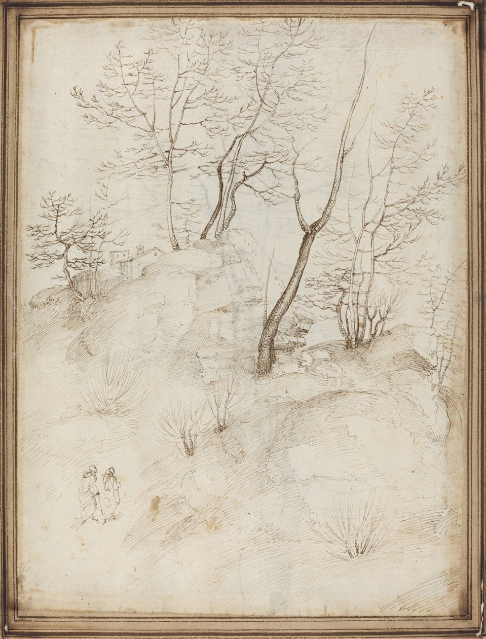 Zwei Mönche auf einem Hügel (recto) von Fra Bartolommeo
