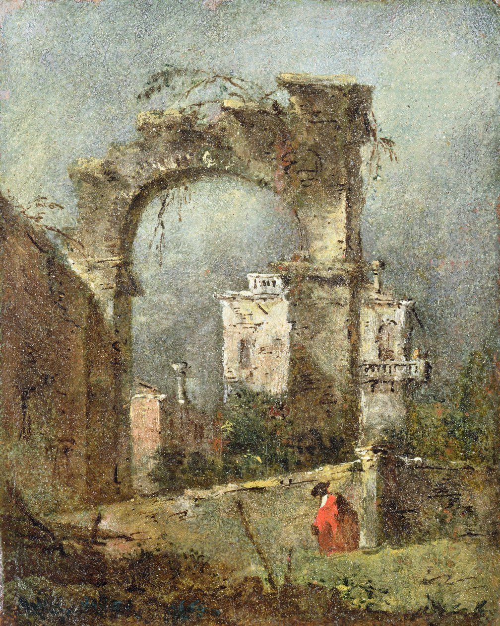 Ein Capriccio - Ein zerstörter Bogen, 18. Jahrhundert von Francesco Guardi