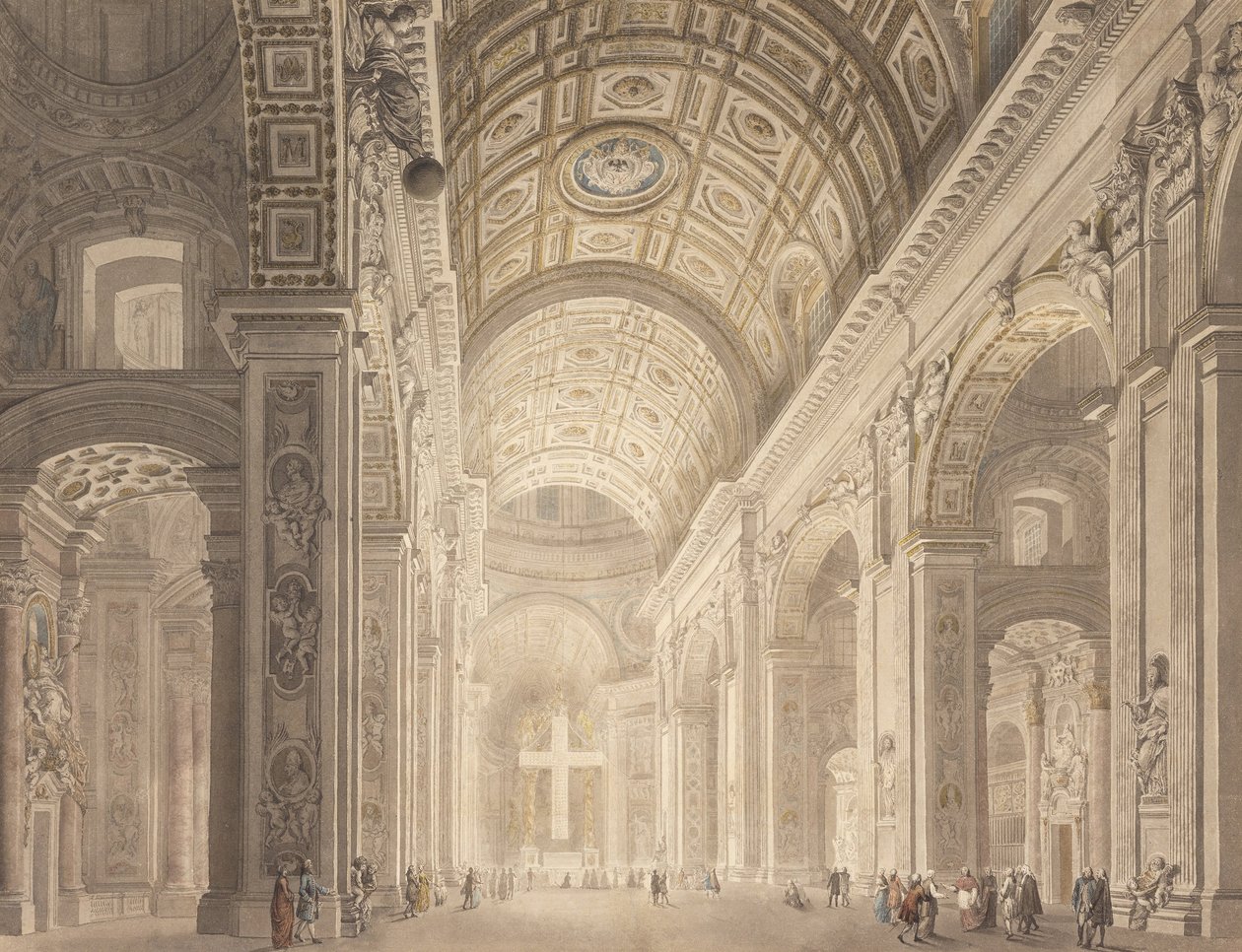 Innenansicht von St. Peter beleuchtet von Francesco Panini