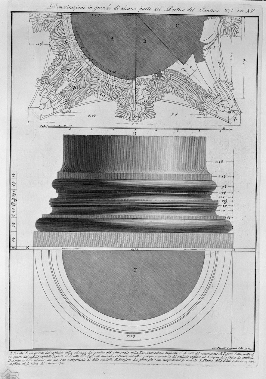 Dimostrazione in grande di alcune parti del Portico del Panteon von Francesco Piranesi
