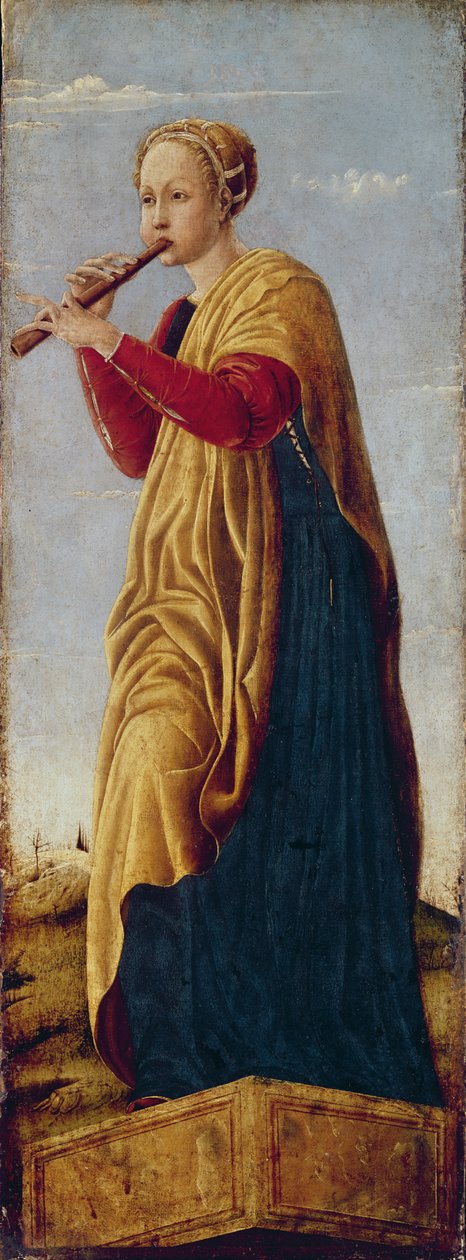 Die Muse Euterpe (Holz) von Francesco del Cossa