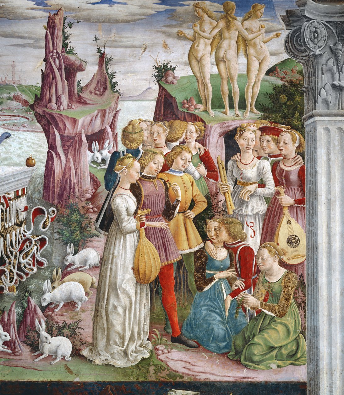 Der Triumph der Venus: April aus dem Raum der Monate, (Detail), ca. 1467-70 von Francesco del Cossa