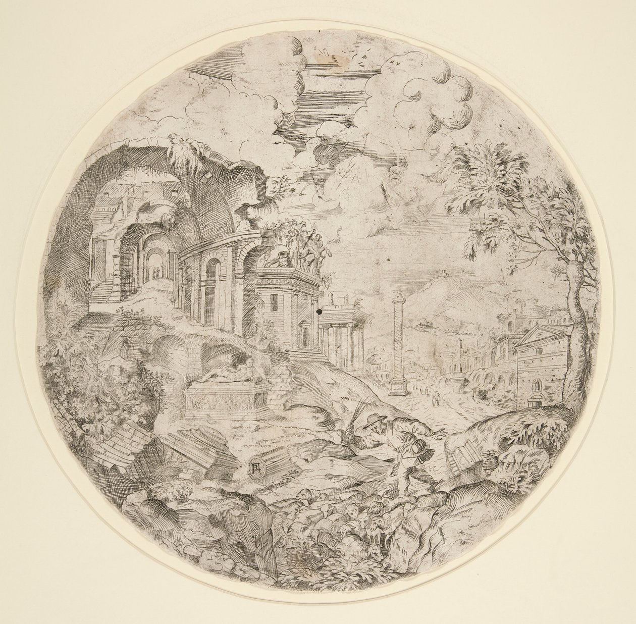 Ansicht von Rom mit Ruinen, Trajan von Francesco Amato