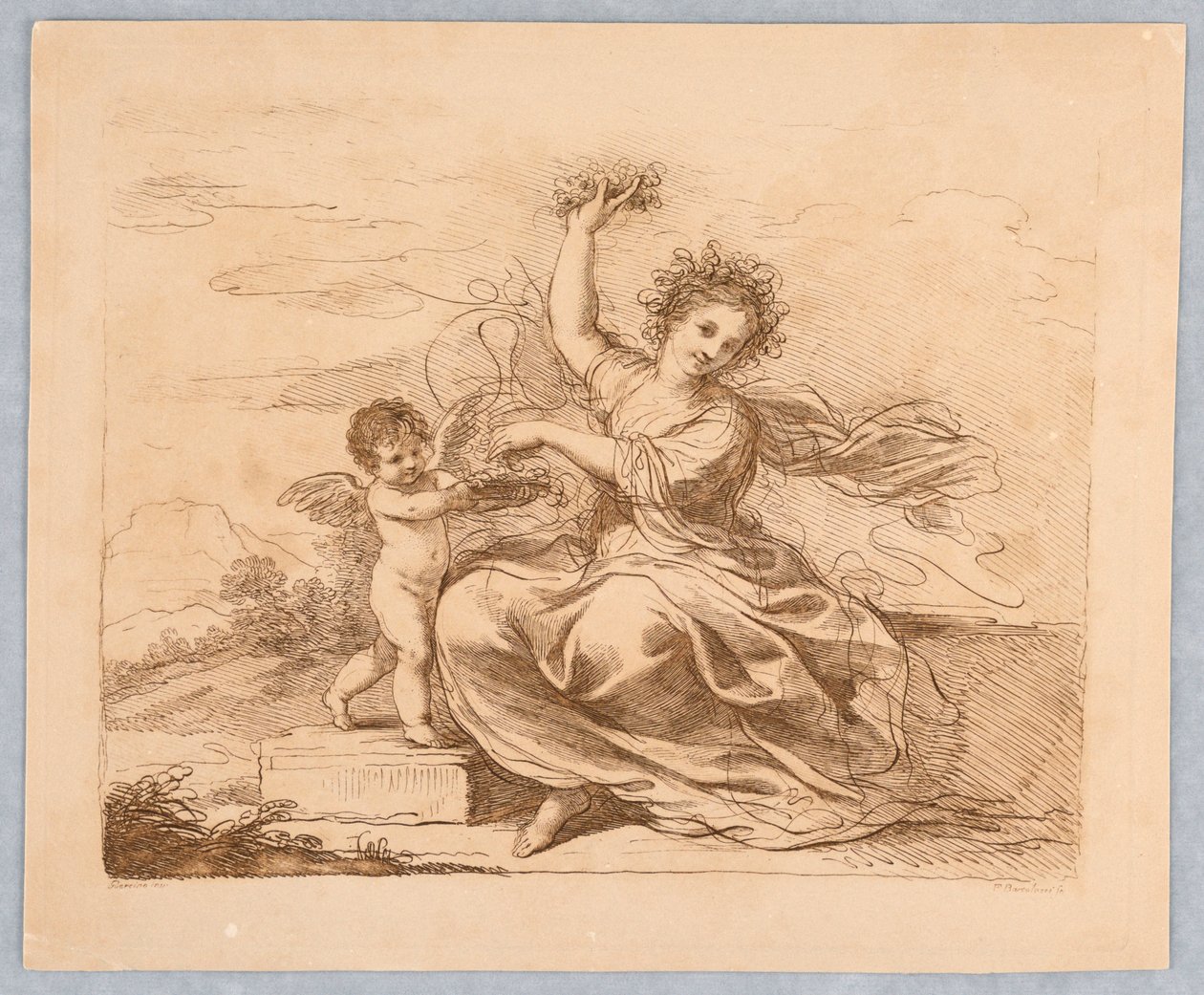 Flora mit einem Cupido von Francesco Bartolozzi