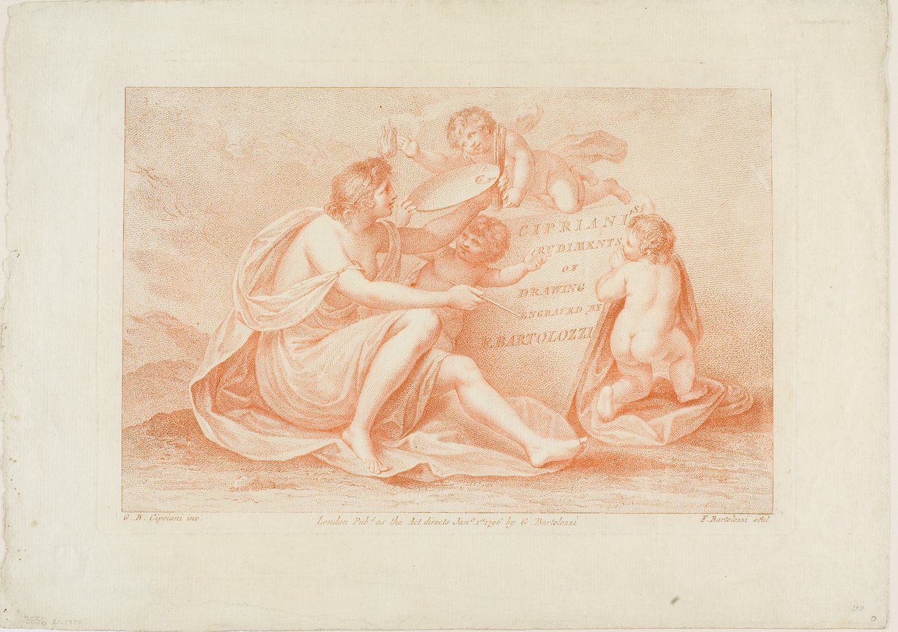 Frontispiz aus Ciprianis "Rudiments of Drawing" von Francesco Bartolozzi
