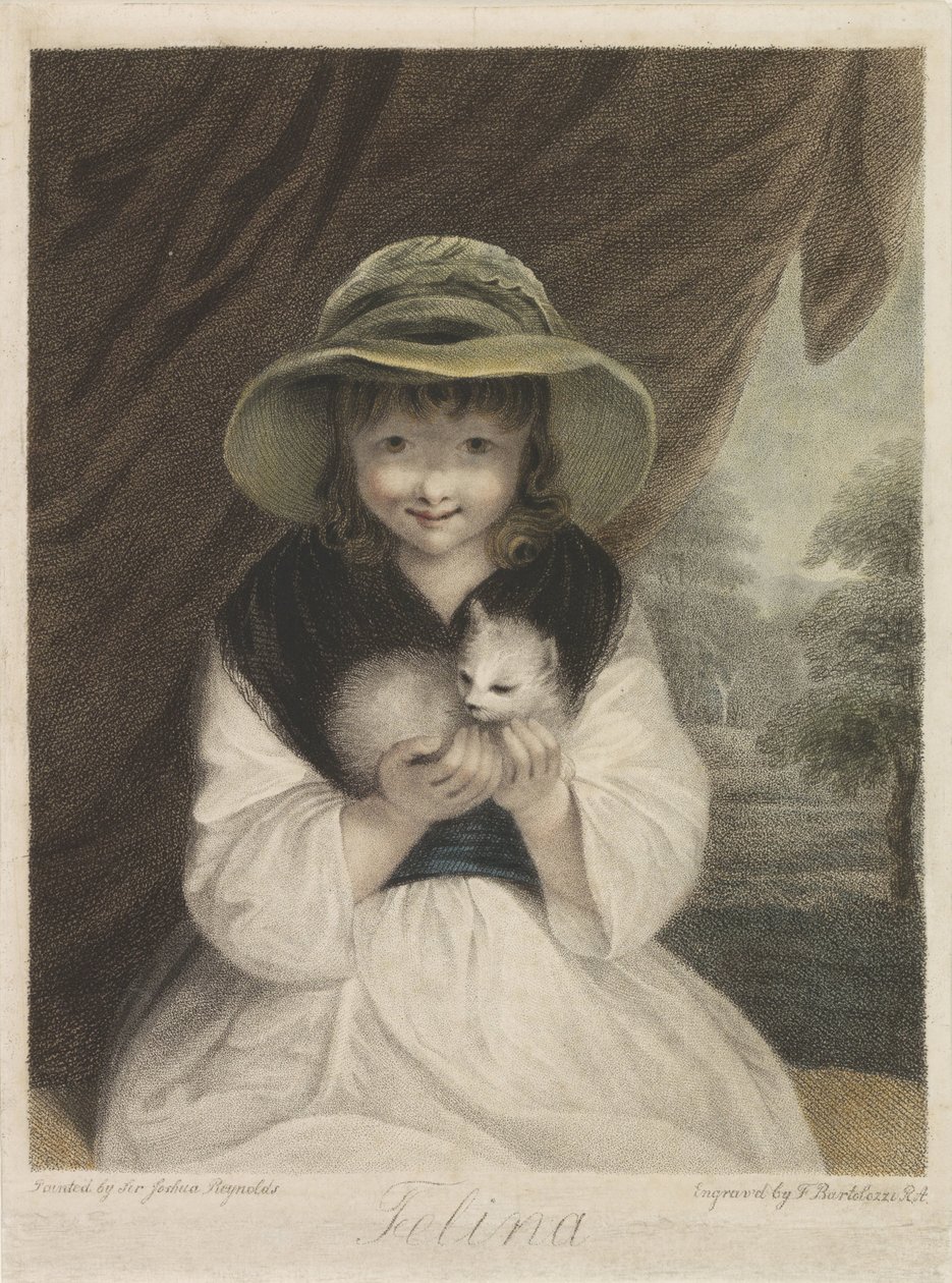 Mädchen mit Katze von Francesco Bartolozzi