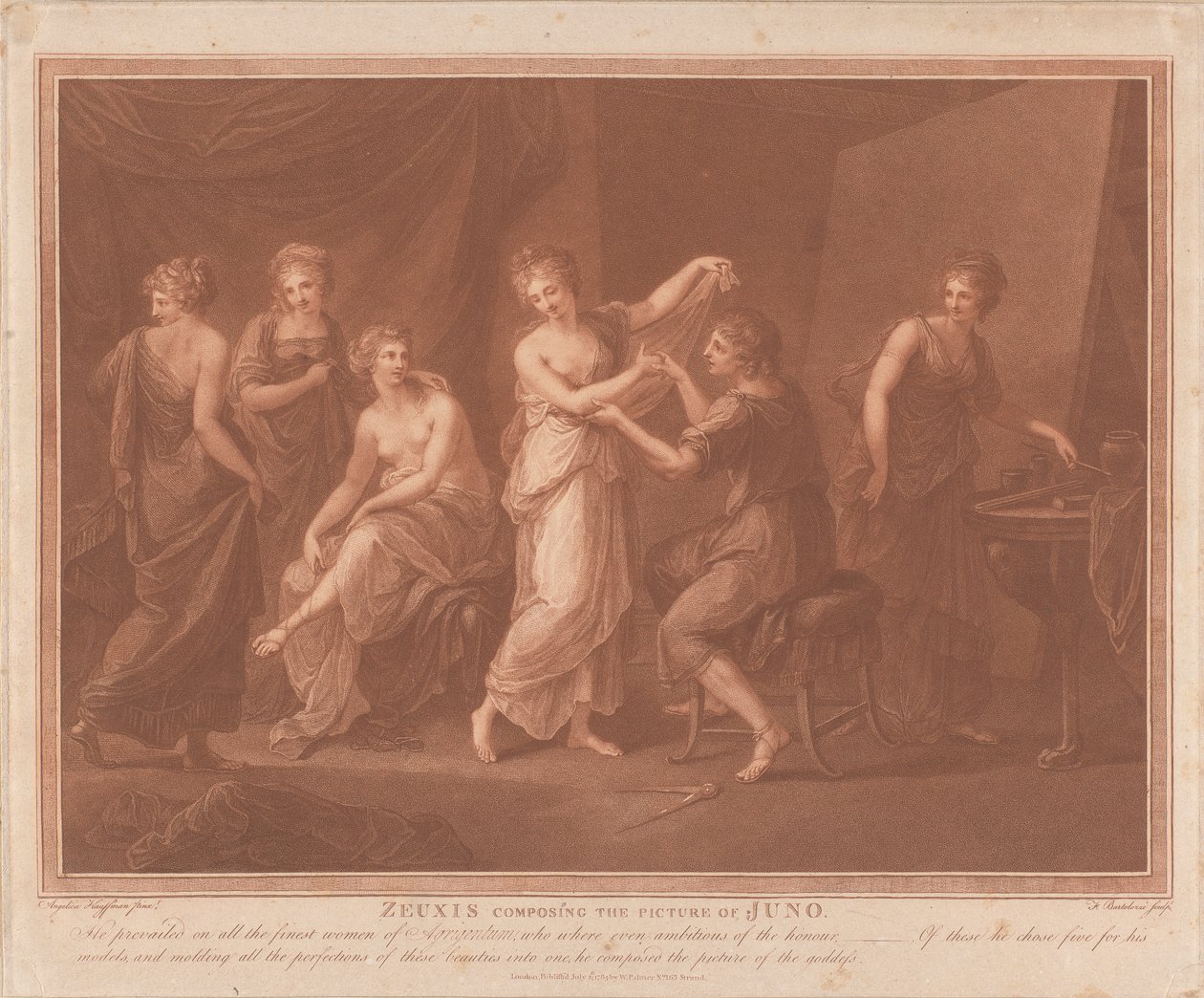 Zeuxis komponiert das Bild der Juno von Francesco Bartolozzi