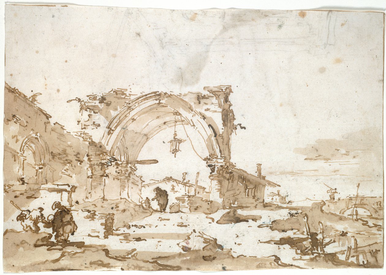 Ein Capriccio mit einer zerstörten gotischen Bogen von Francesco Guardi