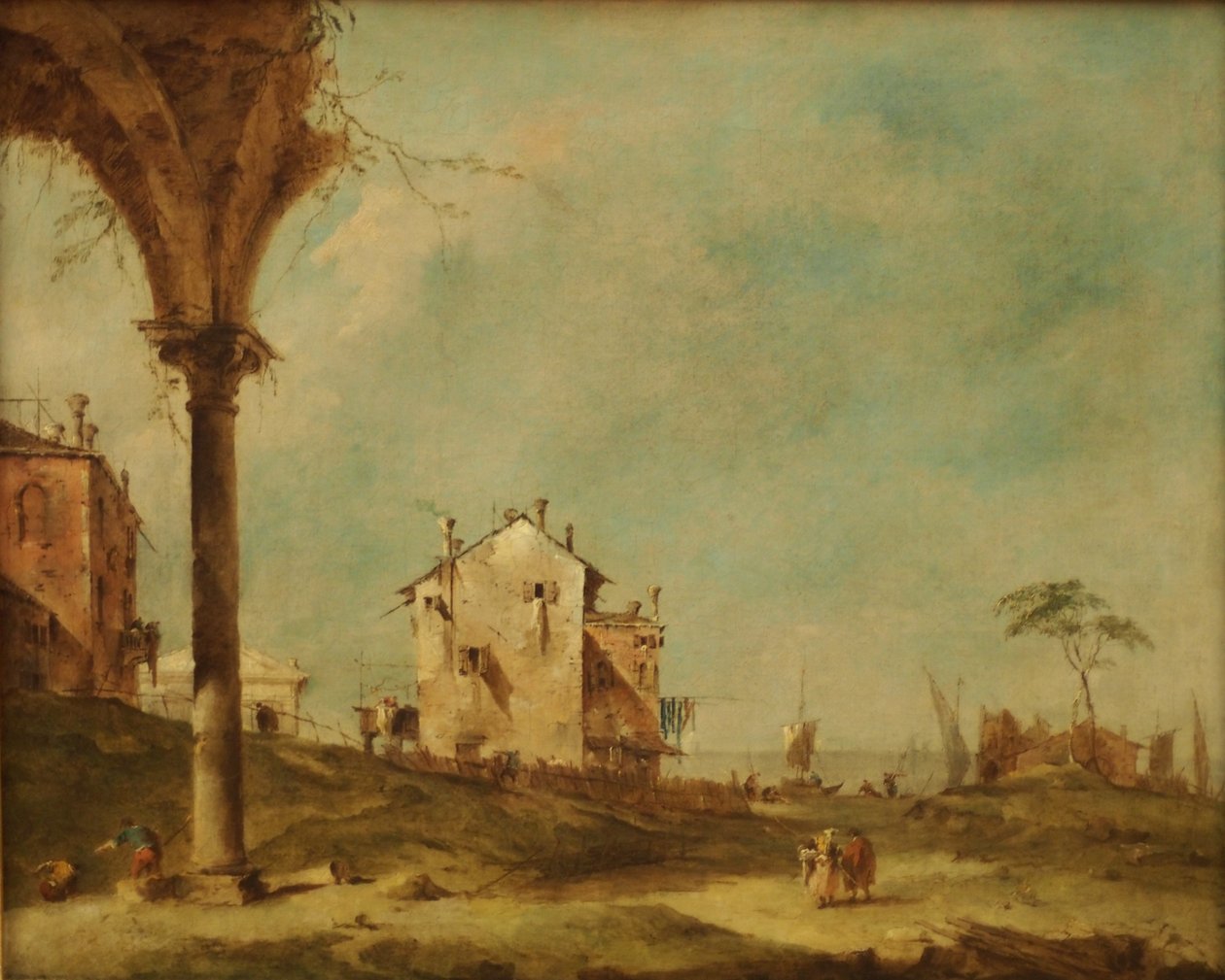 Capriccio, Phantasielandschaft mit Bauwerken an der Lagune von Francesco Guardi