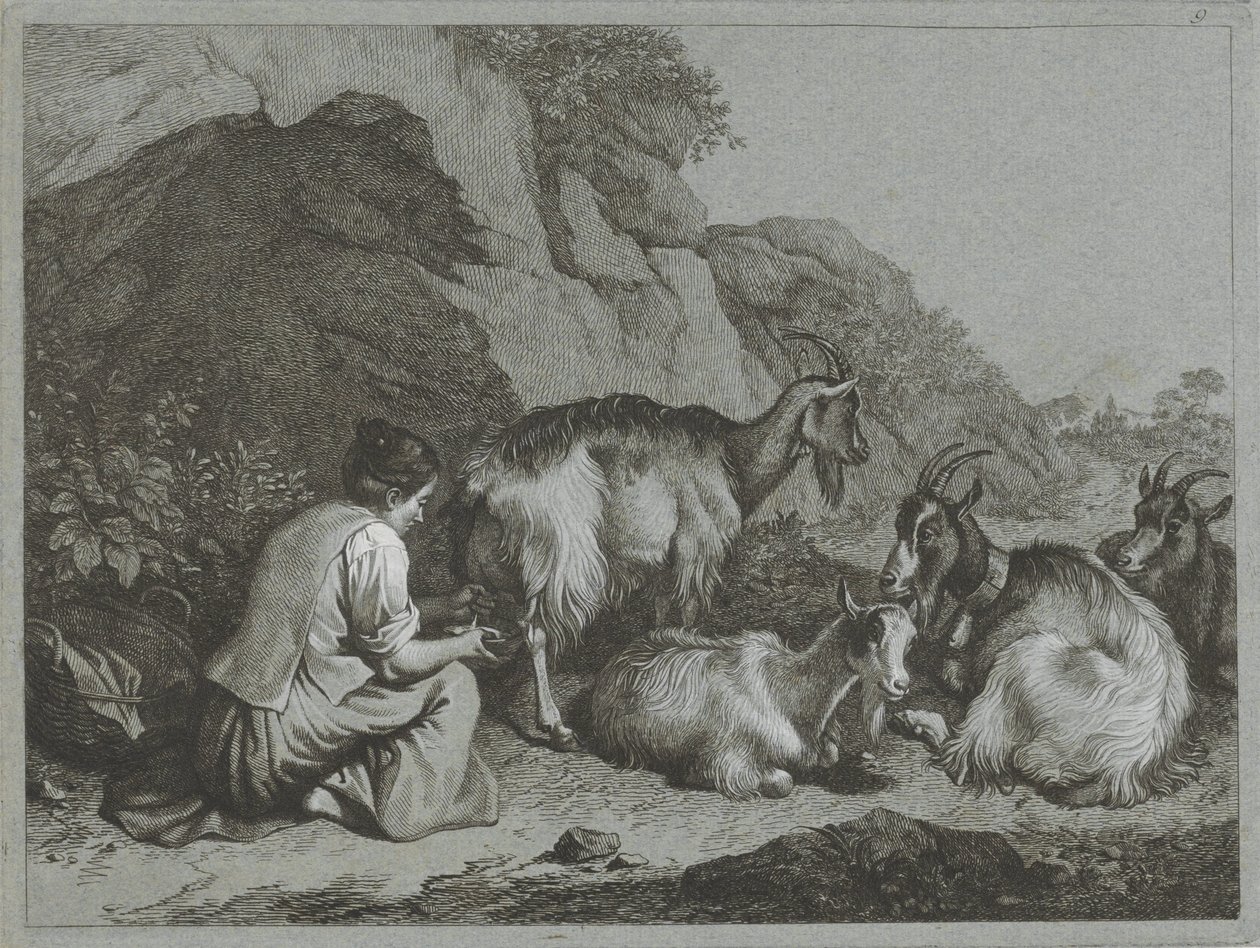 Hirtin mit Ziegenherde von Francesco Londonio
