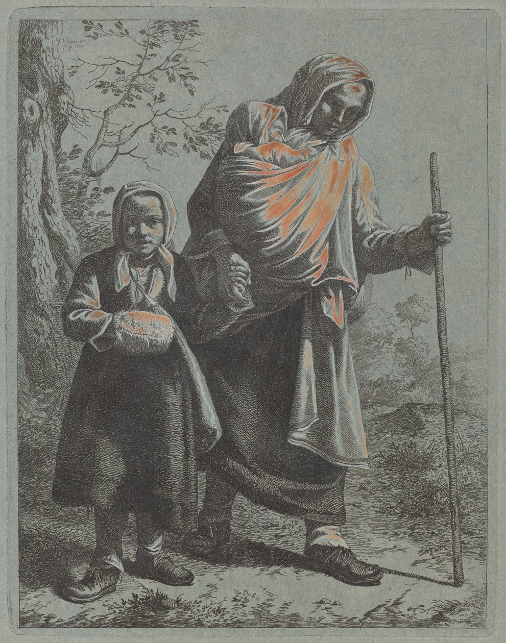 Bäuerin mit Baby und kleinem Mädchen von Francesco Londonio