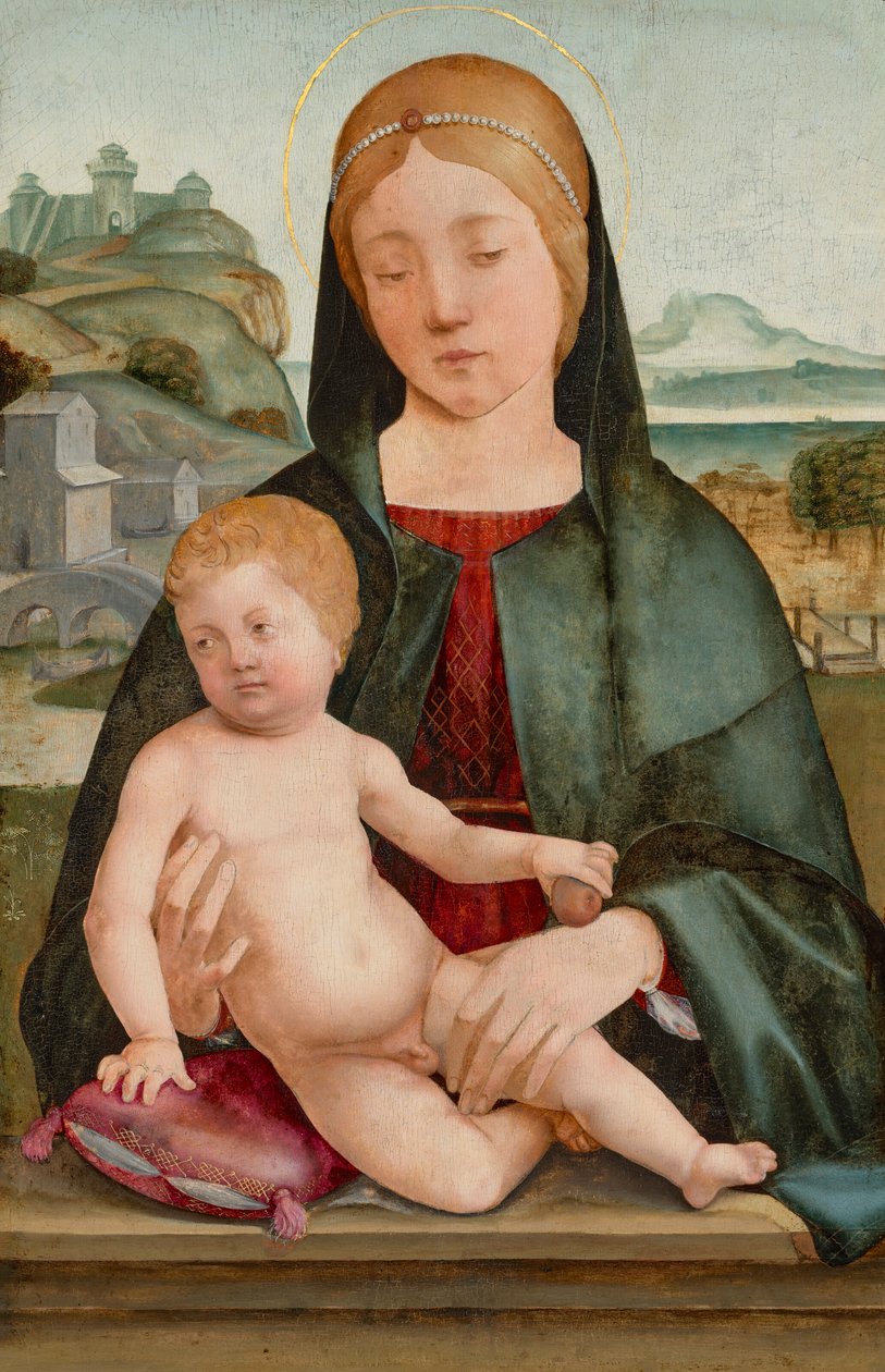 Madonna und Kind in einer Landschaft von Francesco Marmitta