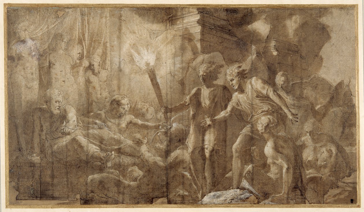 Herkules liegt neben Omphale von Francesco Primaticcio