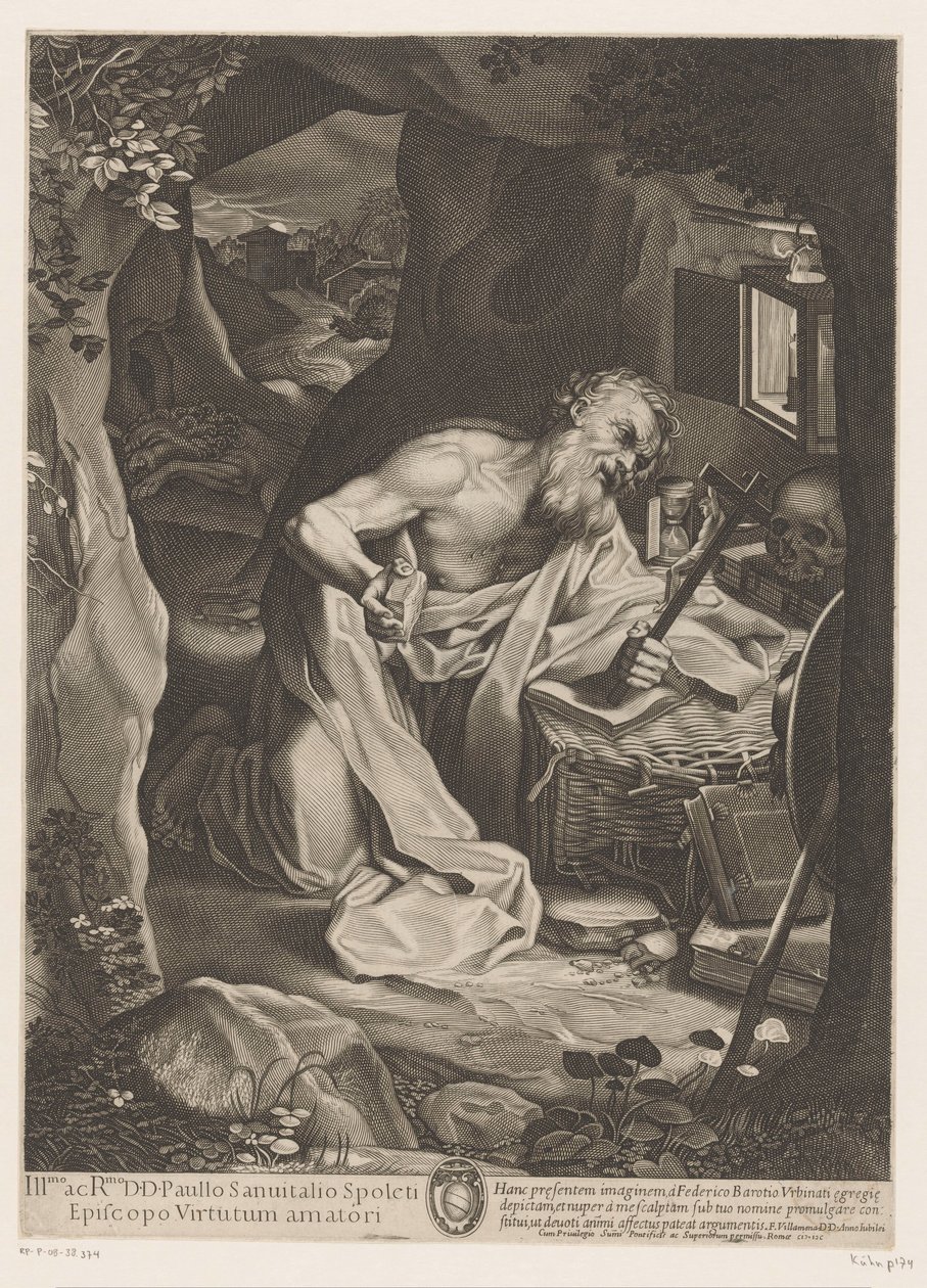 Heiliger Hieronymus in der Wildnis von Francesco Villamena