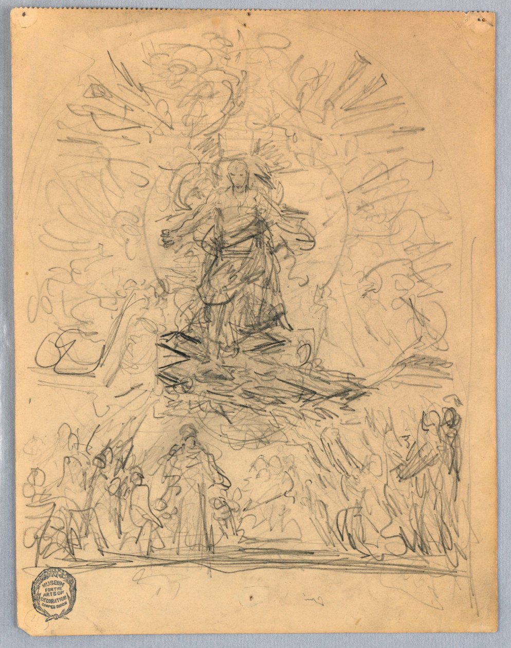 Skizze einer Figur am Kreuz von Francis Augustus Lathrop