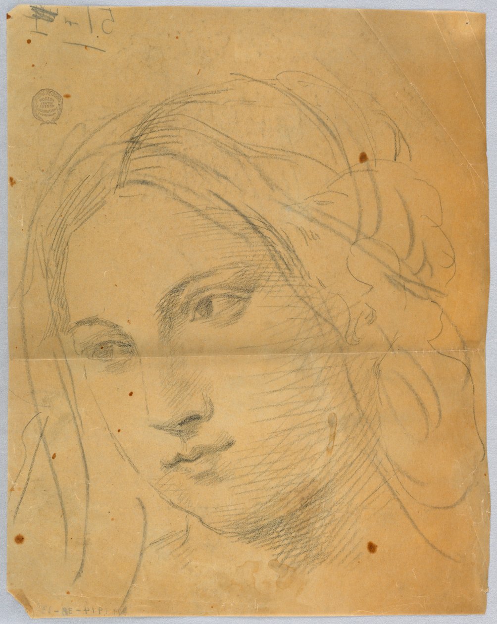 Skizze eines Frauenkopfes von Francis Augustus Lathrop