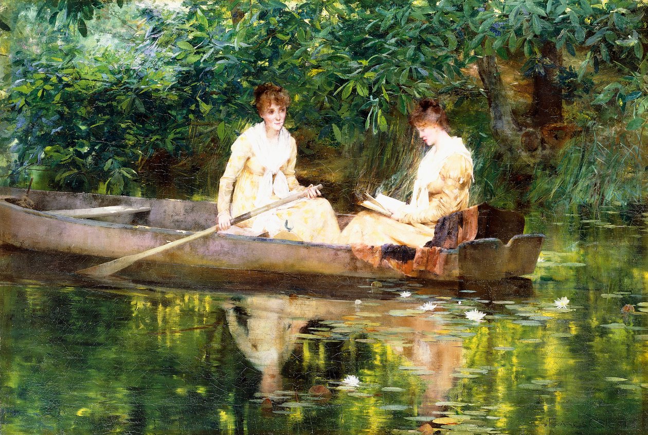 Frauen in einem Ruderboot von Francis Coates Jones